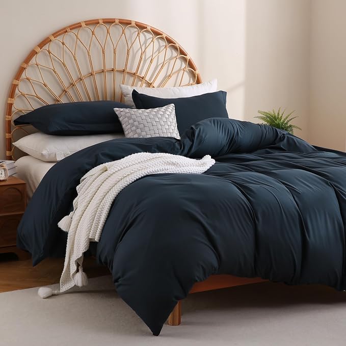 JSD Navy Blue Duvet Cover Set Twin Size, 2 Piece Microfiber Kids Duvet Cover - Image 6