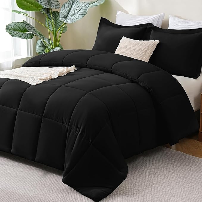 CozyLux California King Comforter Set Black by CozyLux