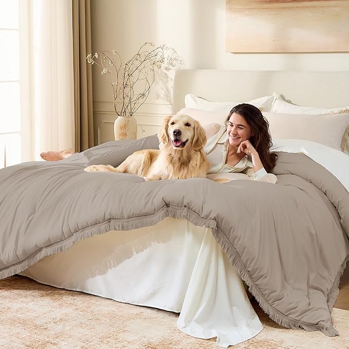 Andency California King Comforter Set Khaki - Image 4