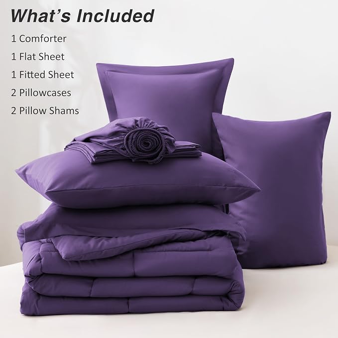 Love's cabin Full Comforter Set Dark Purple, 7 Pieces Full Bed in a Bag - Image 8