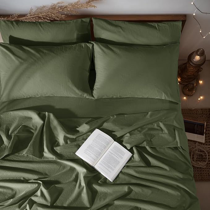 LBRO2M 100% Pure Linen Sheet Set Deep Pocket Up to 16" Bed Sheets Sets by LBRO2MBedding