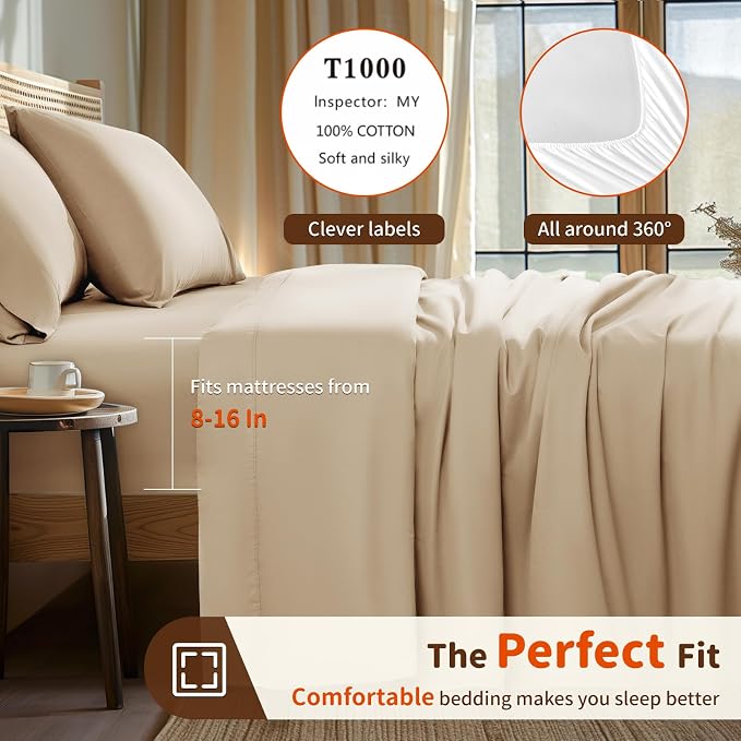 LBRO2M Split King Sheet Sets for Adjustable Bed 1000 Thread Count 100% Egyptian - Image 3