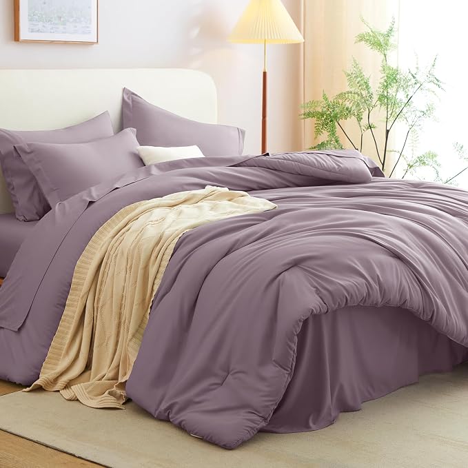 CozyLux Twin XL Comforter Set Dusty Purple, 5 Pieces Bed in a Bag Twin Extra - Image 8