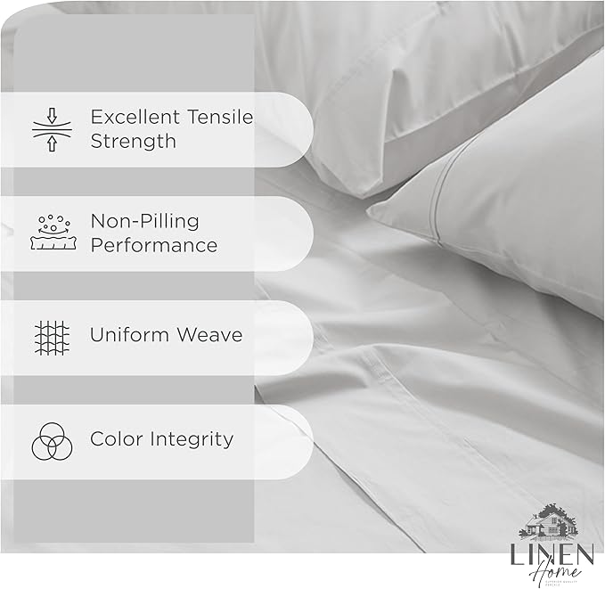 Linen Home 100% Cotton Percale Sheet Set Pack of 2, Queen Size, Deep Pocket - Image 2