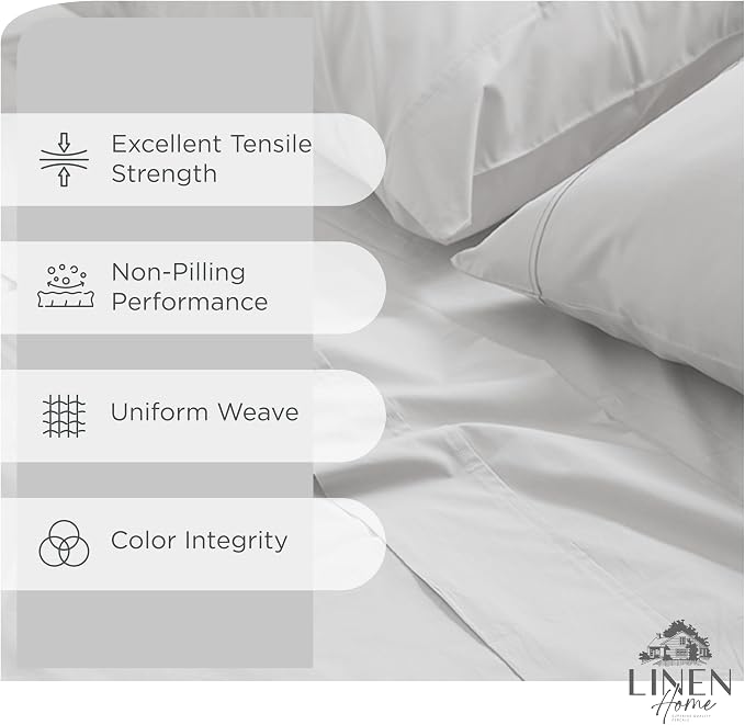 Linen Home 100% Cotton Percale Sheet Set Pack of 2, King Size, Deep Pocket - Image 2