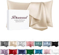 Beige Silk Pillow Cases with Zipper Made in USA, Real Silk Pillowcase by ROSEWARD