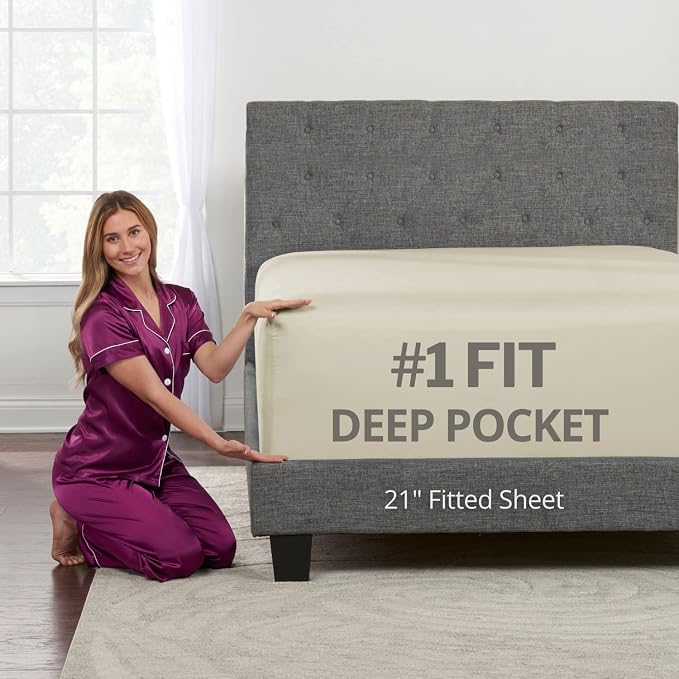 DeaLuxe Deep Pocket Queen Fitted Sheet – 17” by DeaLuxeBedding