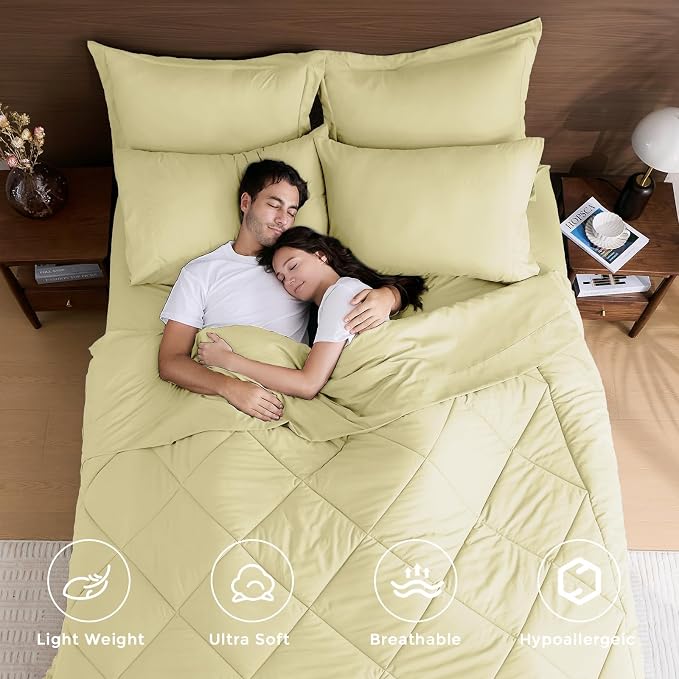 HEVUMYI Cream Yellow Twin Comforter Set - Image 2