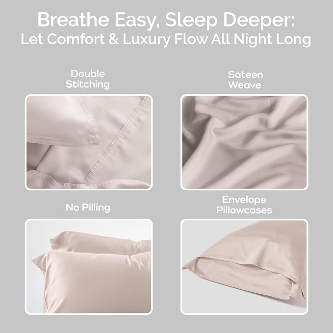 Pillow Cases King Size Set of 2 Pillowcases 100% Viscose from Bamboo Cooling - Image 4