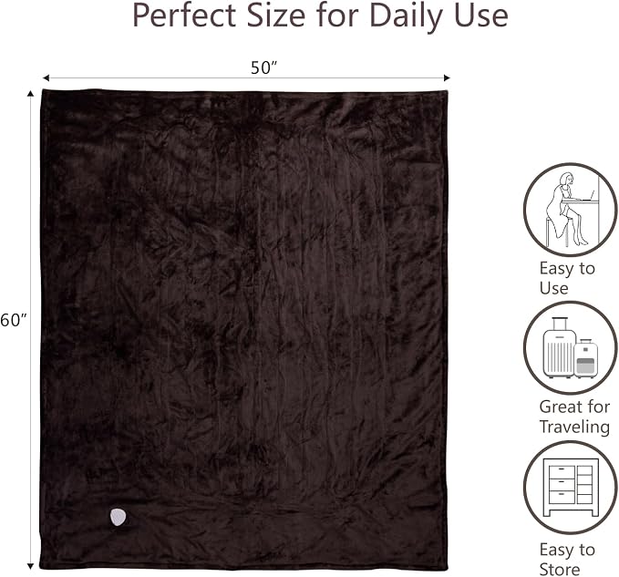 Tefici Electric Heated Blanket Throw, Super Cozy Soft 2-Layer Flannel 50" x 60" - Image 8