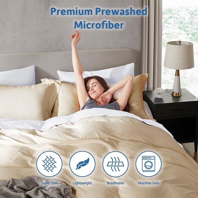 Nestl Beige Cream Duvet Cover King Size - Image 6