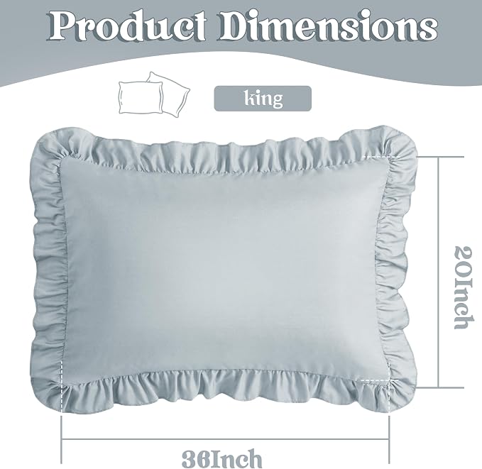 KKJIAF Ruffle Pillow Cases King Size Set of 2, Ruffled Pillow Covers - Image 3