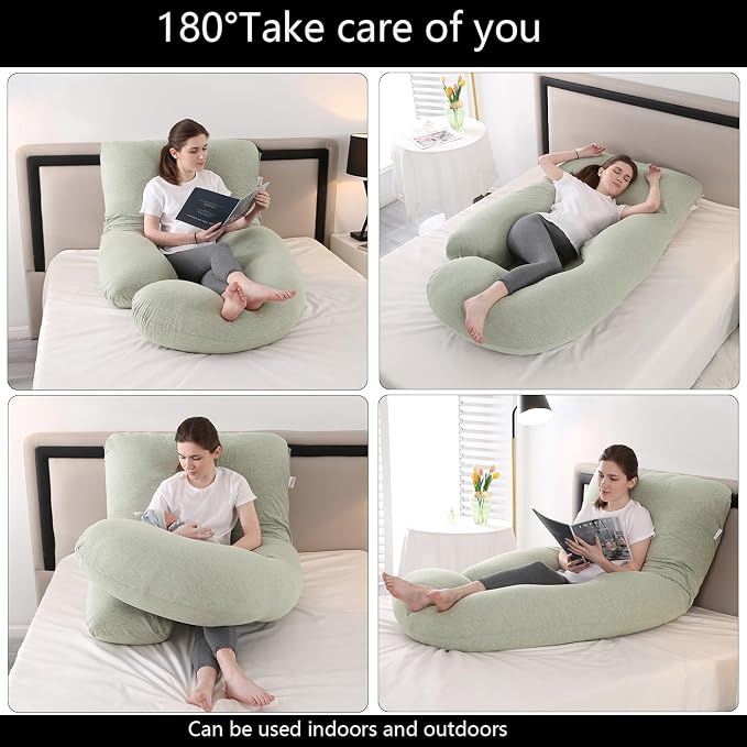 Jcickt Pregnancy Pillow J-Shaped Full Body Pillow, 59 inch Cool Fabric Easy to - Image 2