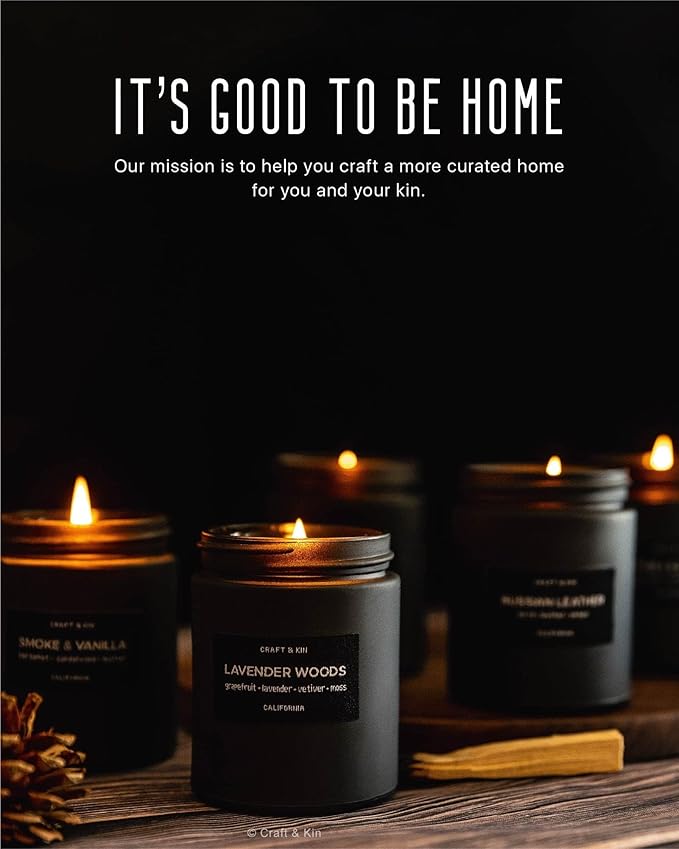 Craft & Kin Premium Lavender Woods Candle | Black Scented Candles - Image 6