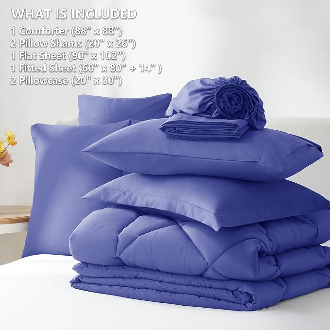 CozyLux Queen Comforter Set Very Peri - Image 6