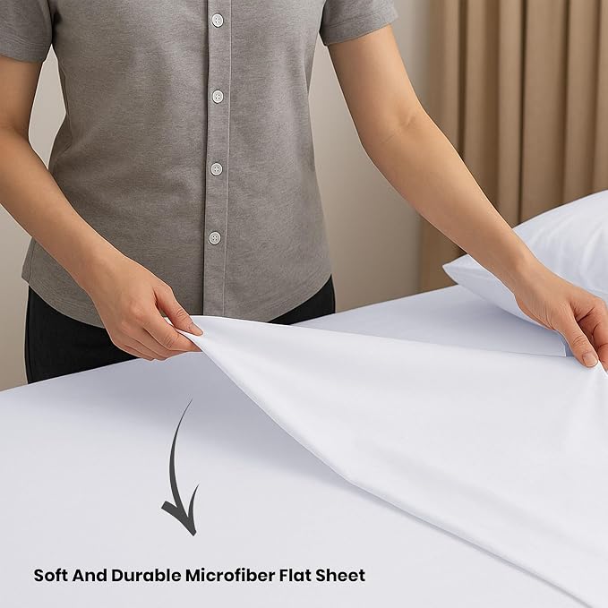 GOLD TEXTILES Full Flat Sheet 12 Pack – Brushed Microfiber Top Sheets - Image 3
