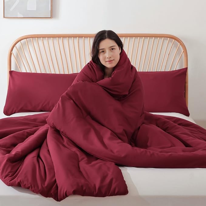 ROSGONIA Oversized Queen Comforter Dark Red - Image 4
