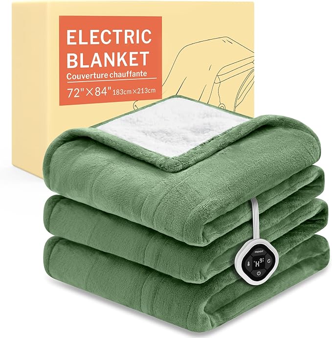 HOMLYNS LuxeHeat Heated Blanket Electric Blanket Full Size, Soft Flannel Sherpa by HOMLYNS