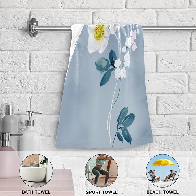 Blue White Floral Botanical Hand Towels - Image 5