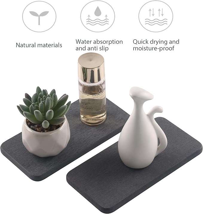 NiuYichee 2 Pcs Water Absorbing Stone Trays, Kitchen/Bathroom Sink Soap Dish - Image 2