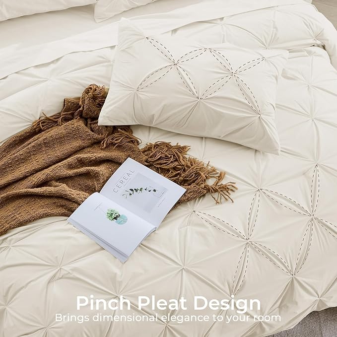 Sasttie Twin Comforter Set, 5-Piece Bed in a Bag, Pintuck Bedding Sets - Image 4