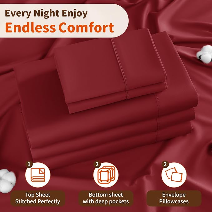 LBRO2M Split King Sheet Sets for Adjustable Bed 1000 Thread Count 100% Egyptian - Image 5