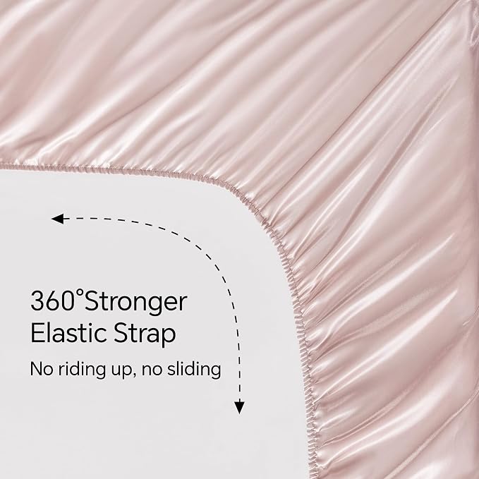BEDELITE Satin Sheets Twin Size Bed Set, Luxury Soft Pink Silky Sheets - Image 5
