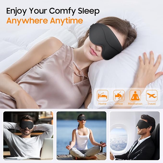 BeHoomi Sleep Mask, 2 Packs Premium Eye Mask - Image 7