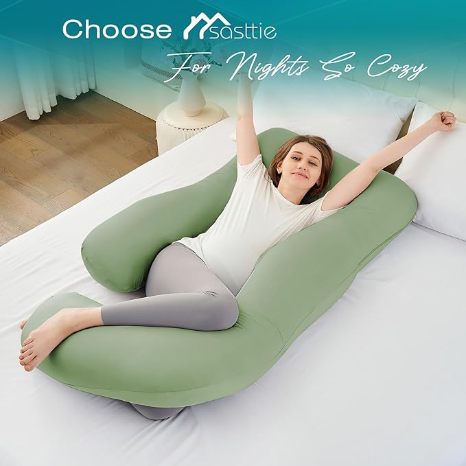 Sasttie Pregnancy Pillows for Sleeping, U Shaped Cooling Full Body Pillow - Image 5