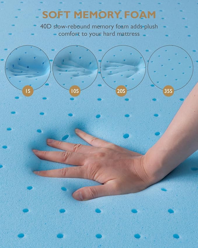 BedStory 4 Inch Gel Memory Foam Mattress Topper Queen Size - Image 3