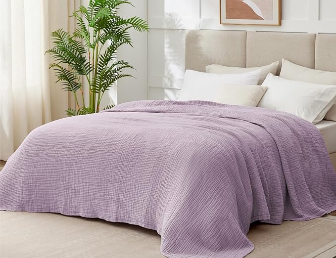 100% Cotton Muslin Blanket King 108" x 90", 6 Layers Breathable and Lightweight - Image 2