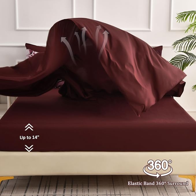 Luxudecor Burgundy Floral Comforter Set King Size 7 Piece, Flower Bed in a Bag - Image 5