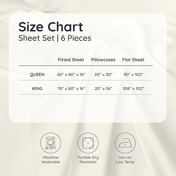 Bambaw 100% Viscose Derived from Bamboo Sheets Queen Size Set – 6pcs Cooling - Image 8