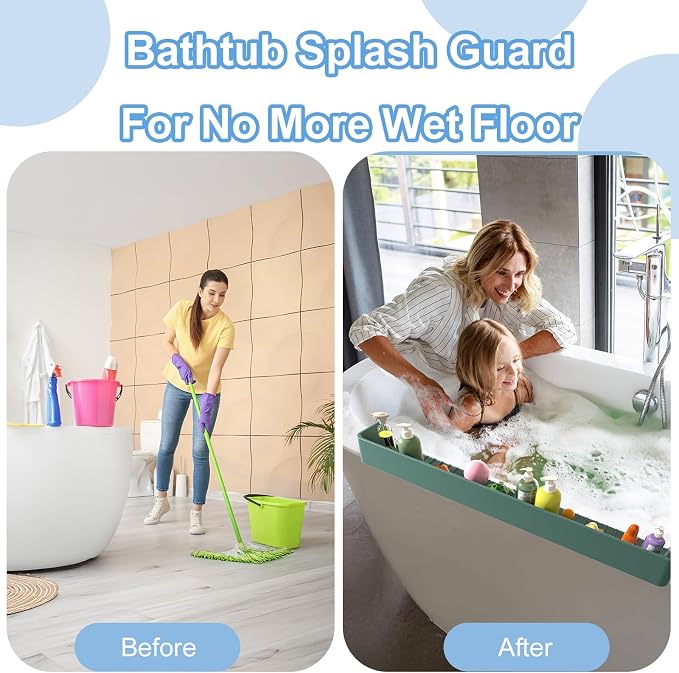 Splash Guard for Bathtub, Silicone Bathtub Water Guard for Tub Kids, Bath Tub - Image 6