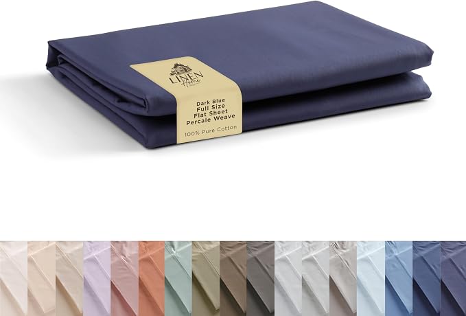 Linen Home 100% Cotton Percale 1 Flat Sheet, Full Size by LINENHOME