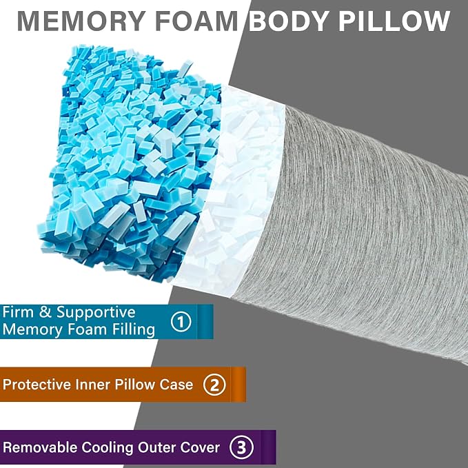 1 MIDDLE ONE Body Pillow, Cooling Memory Foam Body Pillows - Image 2