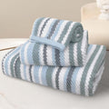 Blue Striped Towels Set of 3, 100% Cotton, Quick Dry, Soft & Absorbent Luxury by VOOVAMOVAS