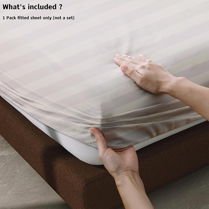 100% Egyptian Cotton Fitted Sheet King Size, 600 Thread Count, Single Fitted - Image 4