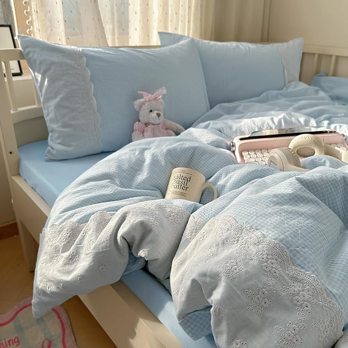 mixinni Blue Gingham Duvet Cover Full Size - Image 3