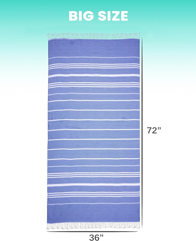 2 Packs Cotton Turkish Beach Towels Quick Dry Sand Free Soft Absorbent Extra - Image 5