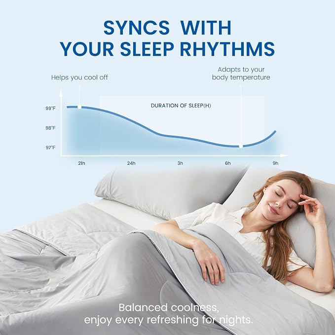 Cozy Bliss Cooling Comforter Twin Size, Reversible Lightweight Cooling Blankets - Image 2
