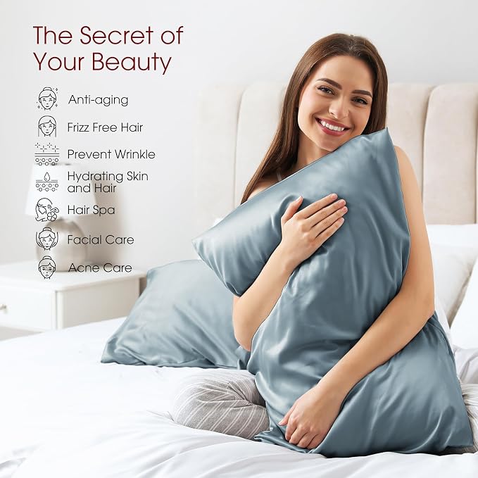 100% Silk Pillow Cases 2 Pack Queen Size Mulberry Silk Pillowcase - Image 3