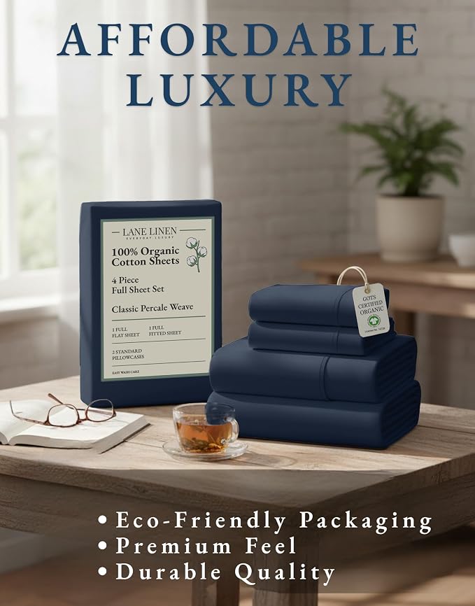 LANE LINEN Eco Friendly 100% Organic Cotton Fully Elasticized Full Sheet Set - Image 8