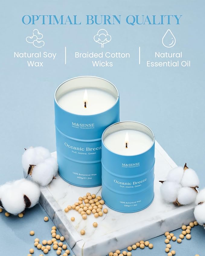 M&SENSE Oceanic Breeze Scented Candles Summer Soy Candle, Beach Candles Scented - Image 5