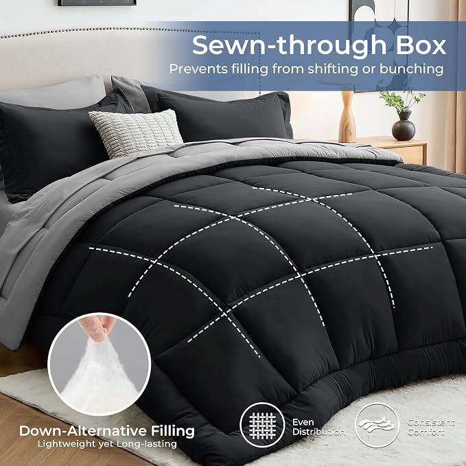 Sasttie California King Comforter Set, 7 Pieces Cal King Bed in a Bag, Complete - Image 9