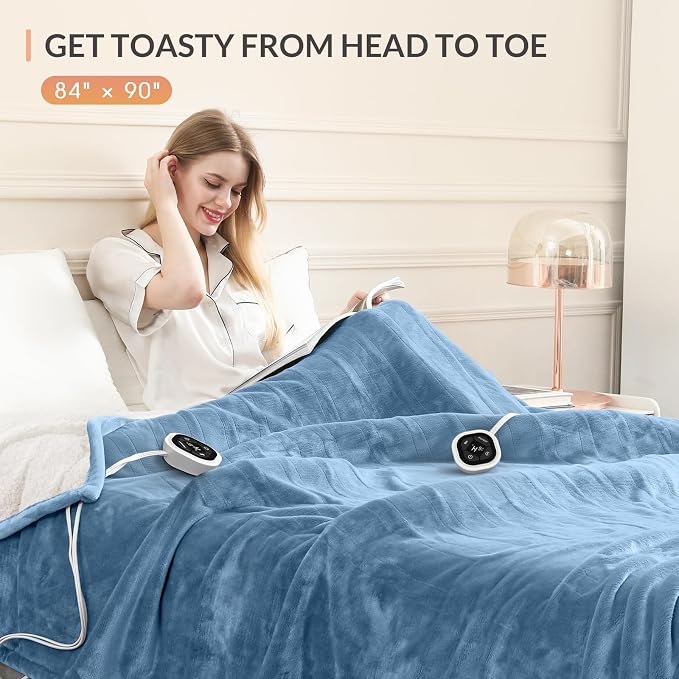 HOMLYNS LuxeHeat Heated Blanket Electric Blanket Queen Size, Soft Flannel - Image 3