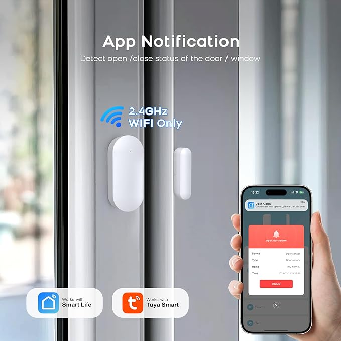 Door Alarm Window Sensors, Door Open Alarm Long Battery Life Wireless - Image 2