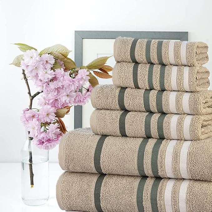 CASA COPENHAGEN Exotic 6 Pieces Towel Set- Grey Violet, 525 GSM 2 Bath Towel 2 - Image 3