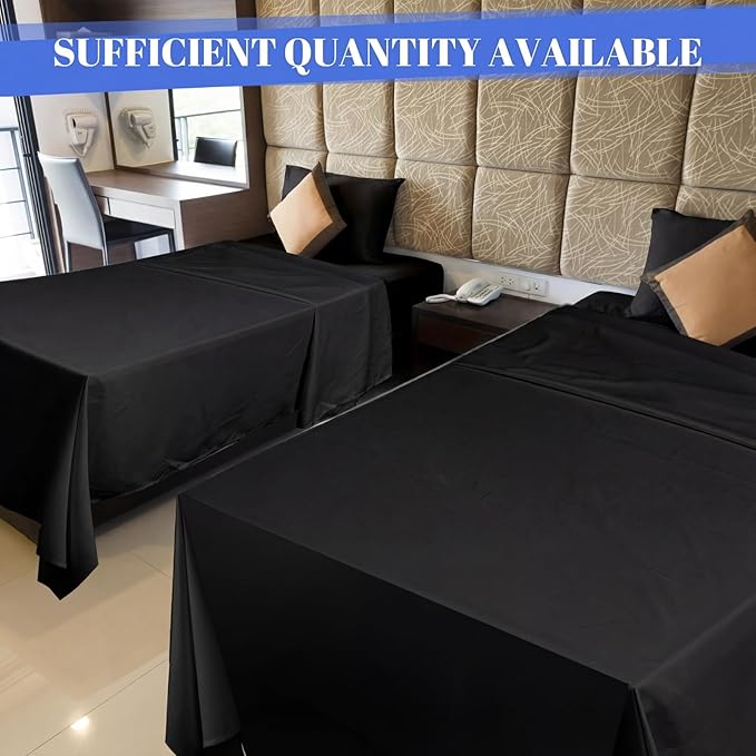 Preboun 10 Pcs Black Flat Sheets Bulk Twin Size Soft Microfiber Top Flat - Image 4