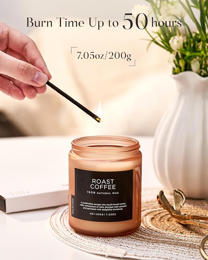 M&SENSE Coffee Scented Candles for Home, 7.05oz Organic Soy Wax, 50 Hours Slow - Image 4